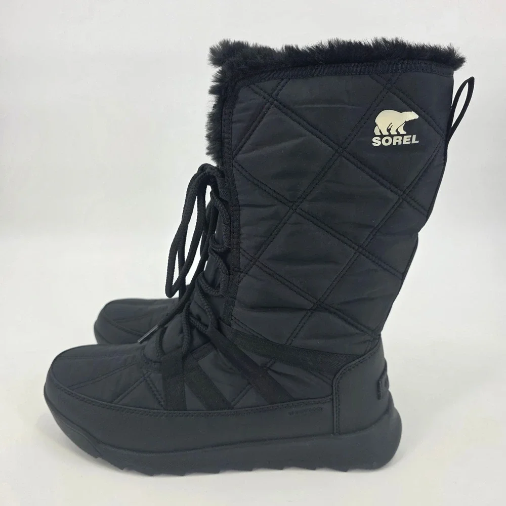SOREL WHITNEY II TALL BOOTS WOMENS SIZE 8.5 BLACK LACE UP WATERPROOF OUTDOOR NEW